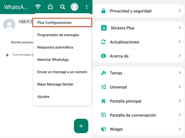 herramientas principales de whatsapp plus